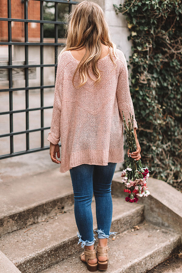 Bundle Up Sweetheart Knit Sweater in Pink Image - 5