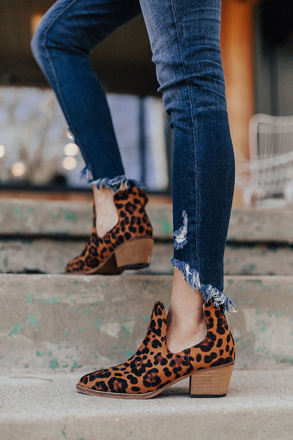The Middleton Faux Suede Leopard Bootie Image - 1