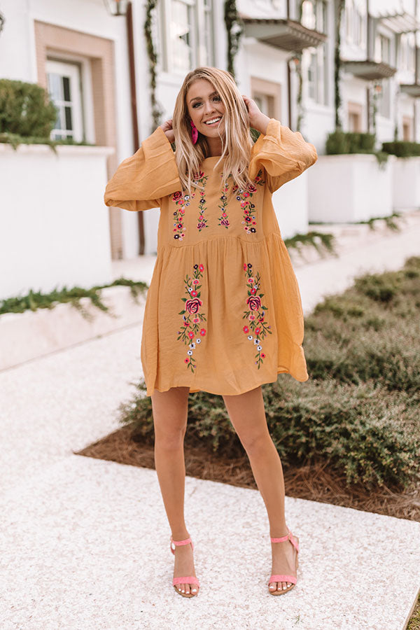 Stealing Your Heart Embroidered Shift Dress In Marigold – Impressions ...