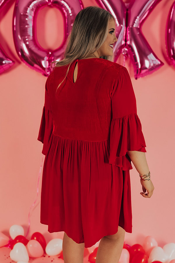 Darling Date Night Embroidered Shift Dress In Red  Curves Image - 5