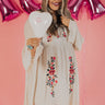 Stealing Your Heart Embroidered Shift Dress In Cream  Curves Image - 1