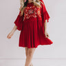 Darling Date Night Embroidered Shift Dress In Red Image - 1