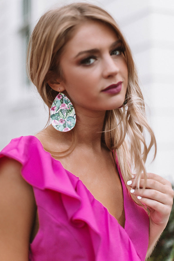 Cocktails And Palm Trees Earrings Image - 1