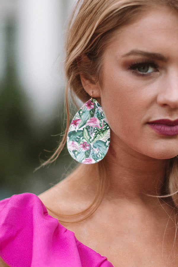 Cocktails And Palm Trees Earrings Image - 2