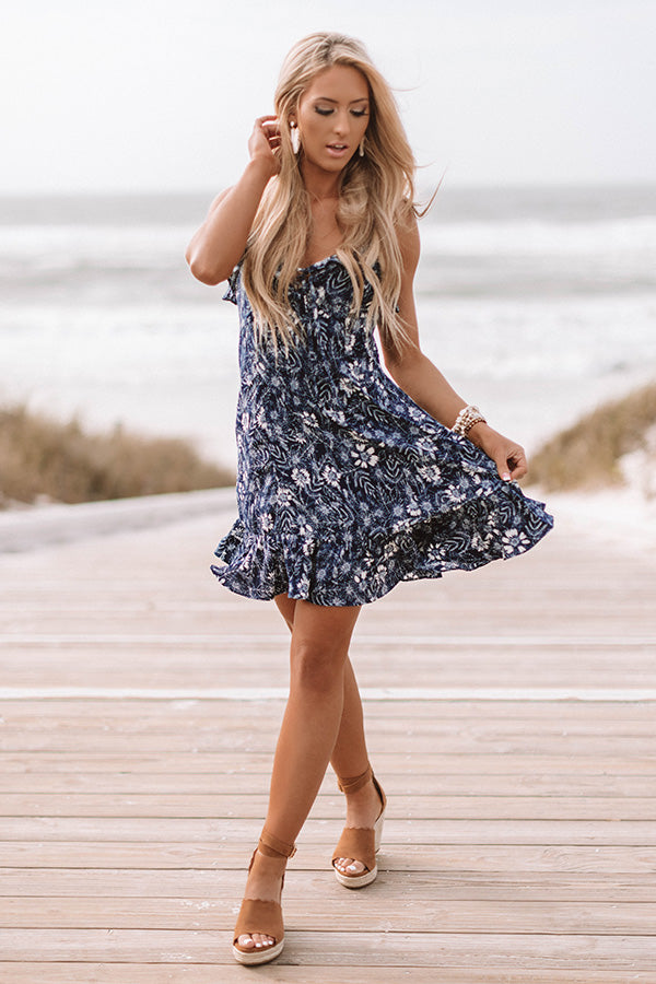 Roadtrip To Malibu Ruffle Dress In Blue • Impressions Online Boutique