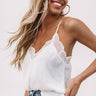 Femme And Fab Lace Trim Tank In White Image - 1
