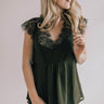Daytime Romance Lace Top In Army Green Image - 1