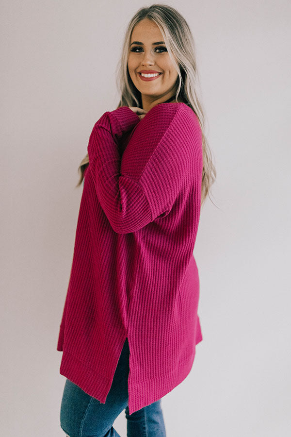 Long Weekend Waffle Knit Tunic In Fuchsia Curves Image - 2