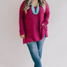 Long Weekend Waffle Knit Tunic In Fuchsia Curves Image - 1