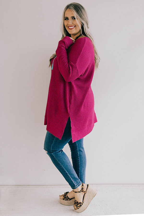 Long Weekend Waffle Knit Tunic In Fuchsia Curves Image - 4