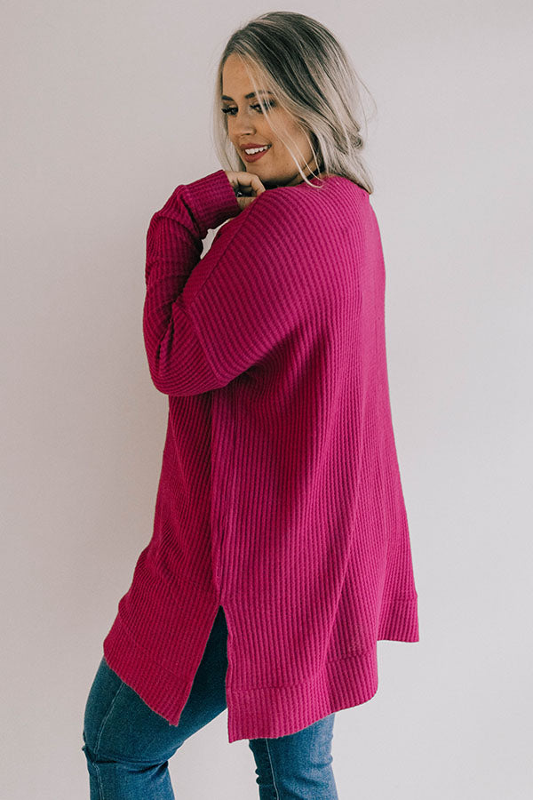 Long Weekend Waffle Knit Tunic In Fuchsia Curves Image - 5