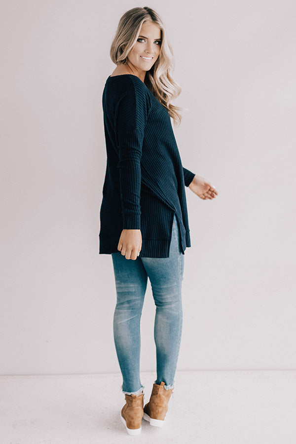 Long Weekend Waffle Knit Tunic In Navy Image - 4