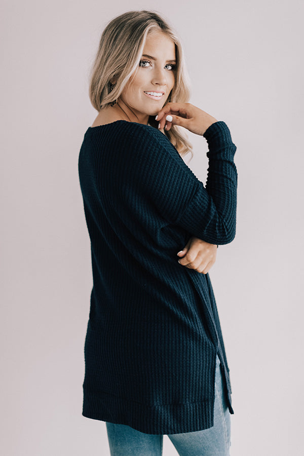 Long Weekend Waffle Knit Tunic In Navy Image - 5