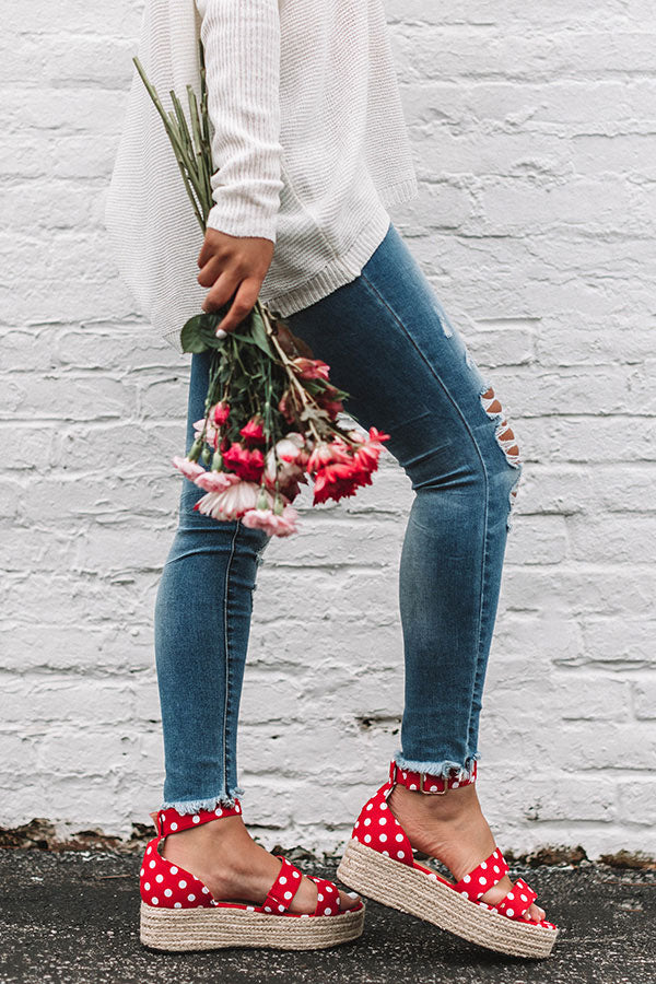 The Halsey Polka Dot Espadrille In Red Image - 1