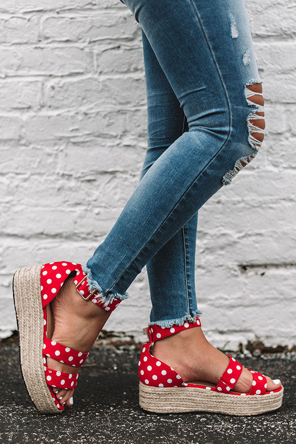 The Halsey Polka Dot Espadrille In Red Image - 3