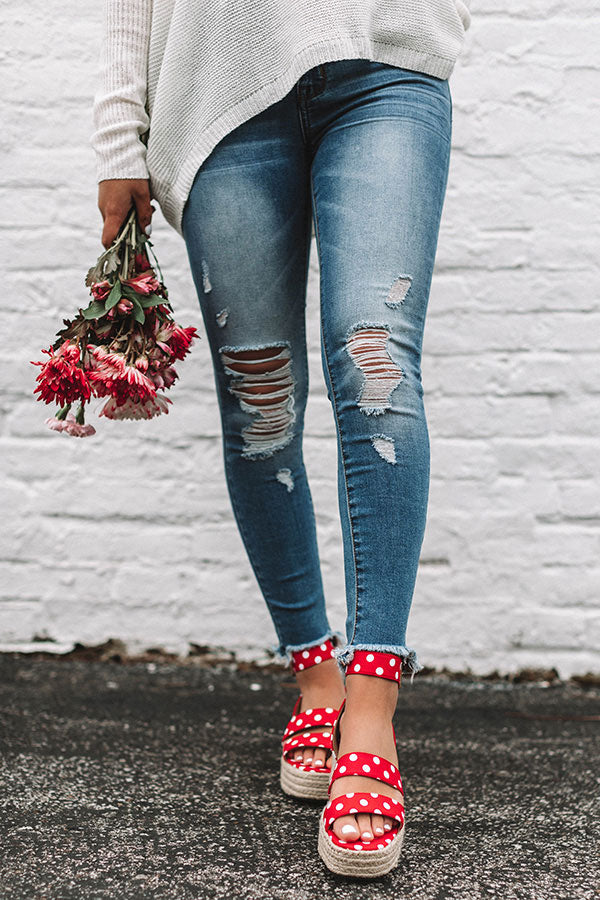 The Halsey Polka Dot Espadrille In Red Image - 5