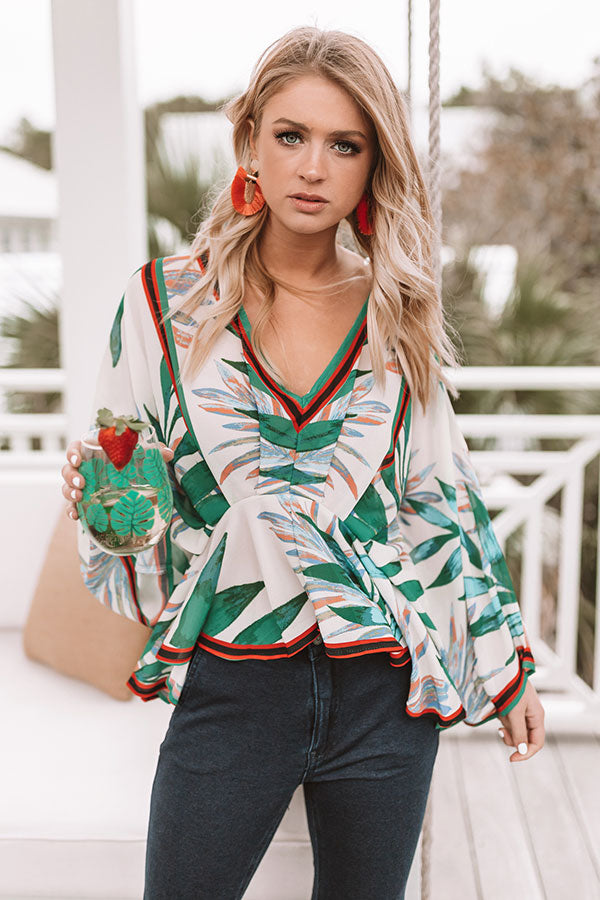 Palms Away Top in Cream Image - 1