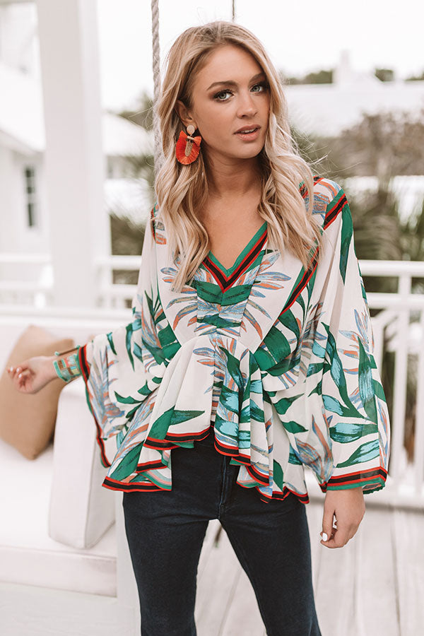 Palms Away Top in Cream Image - 3