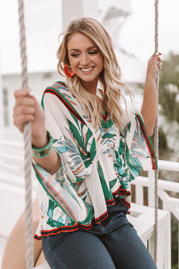 Palms Away Top in Cream Image - 4