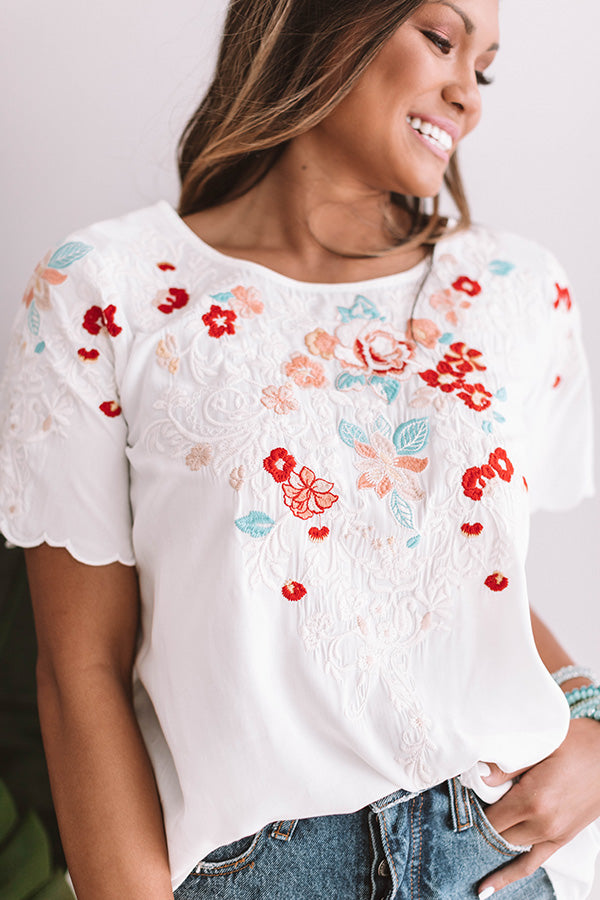 Falling For Floral Embroidered Top In Ivory Image - 3
