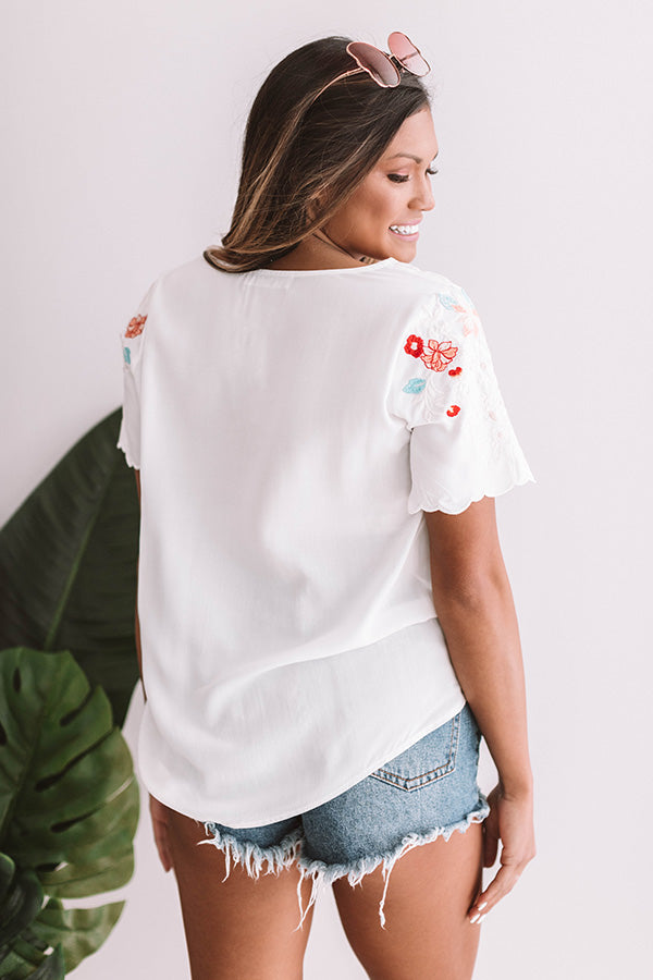 Falling For Floral Embroidered Top In Ivory Image - 5