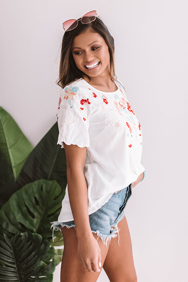 Falling For Floral Embroidered Top In Ivory Image - 4