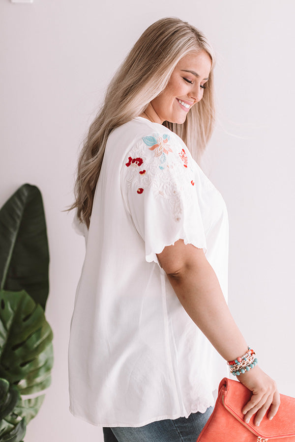 Falling For Floral Embroidered Top In Ivory  Curves Image - 3