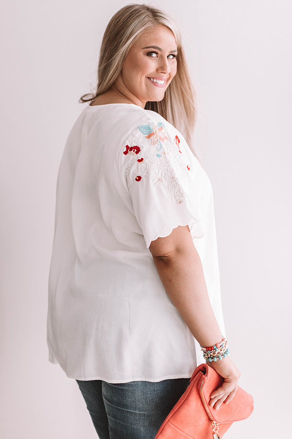Falling For Floral Embroidered Top In Ivory  Curves Image - 5