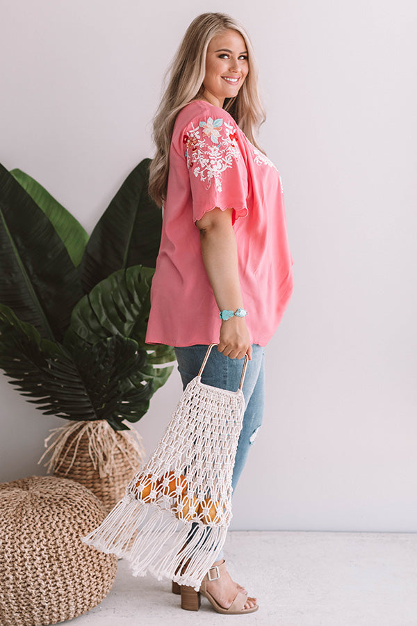 Falling For Floral Embroidered Top In Pink  Curves Image - 2
