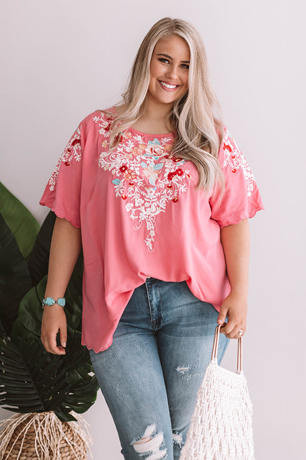 Falling For Floral Embroidered Top In Pink  Curves Image - 5