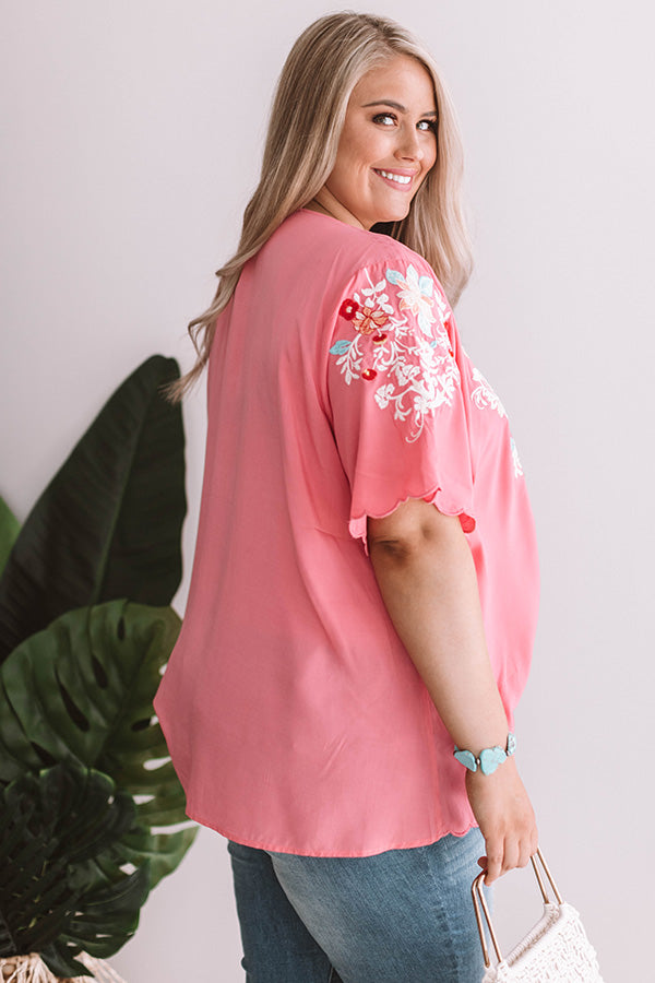 Falling For Floral Embroidered Top In Pink  Curves Image - 3