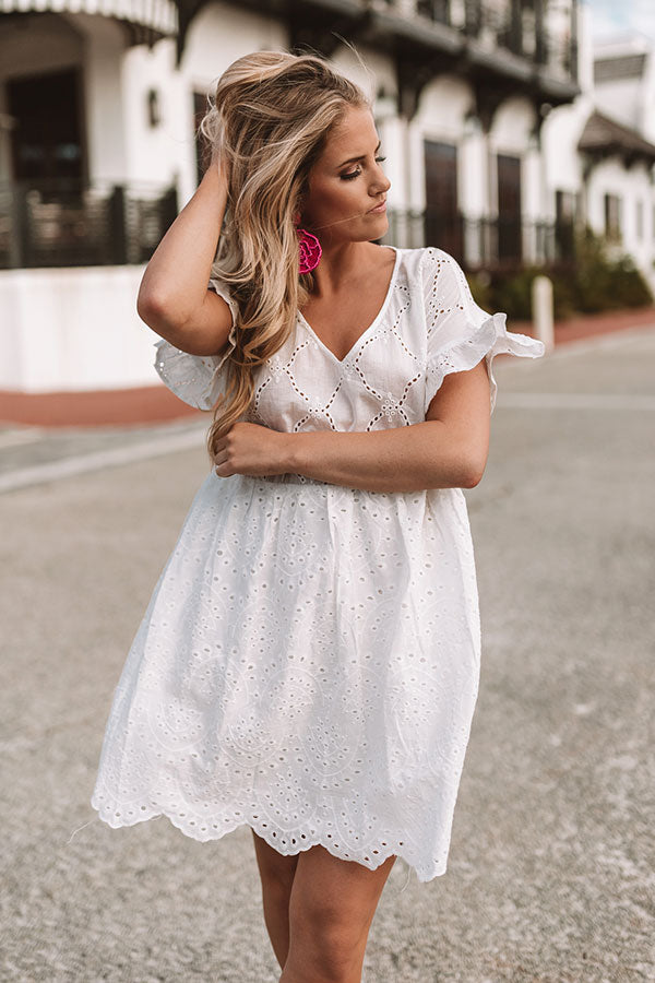 Prosecco On The Pier Eyelet Dress In White