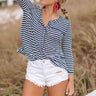 Weekend Plans Stripe Shift Top in Navy Image - 1