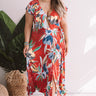 Paradise Is Calling Ruffle Maxi In Coral Curves Image - 1
