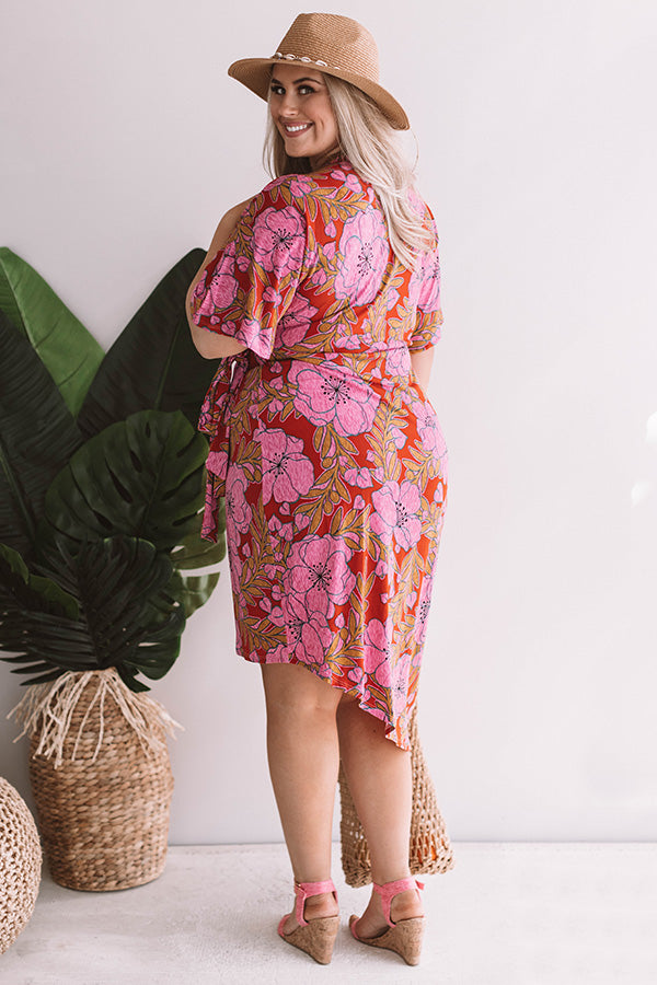 Hibiscus Happiness Wrap Midi Dress Curves Image - 5