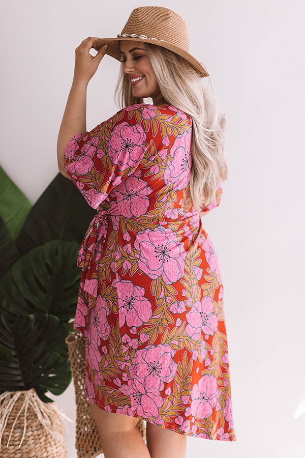 Hibiscus Happiness Wrap Midi Dress Curves Image - 4
