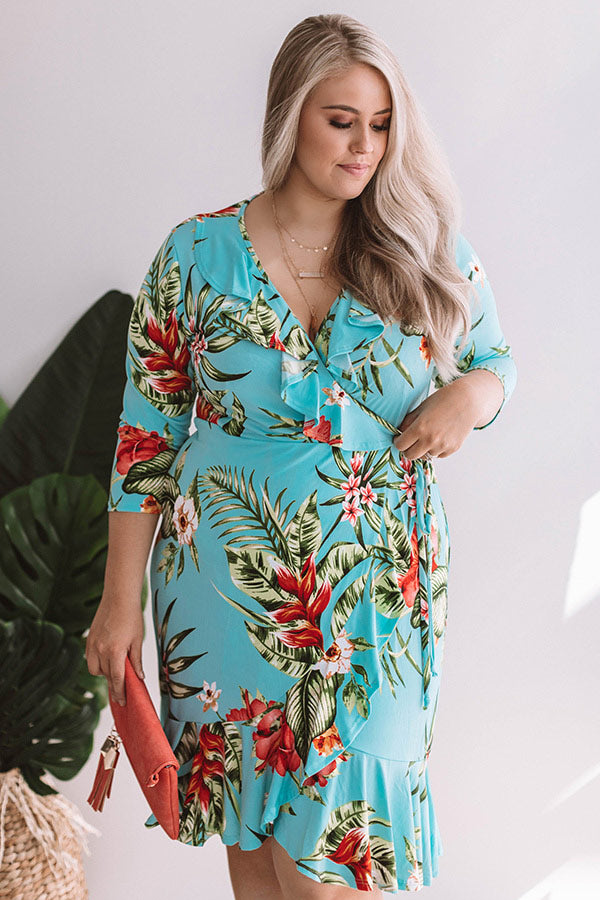 On Maui Time Faux Wrap Floral Dress Curves Image - 2