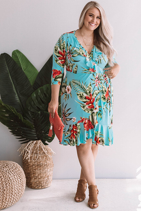 On Maui Time Faux Wrap Floral Dress Curves Image - 1