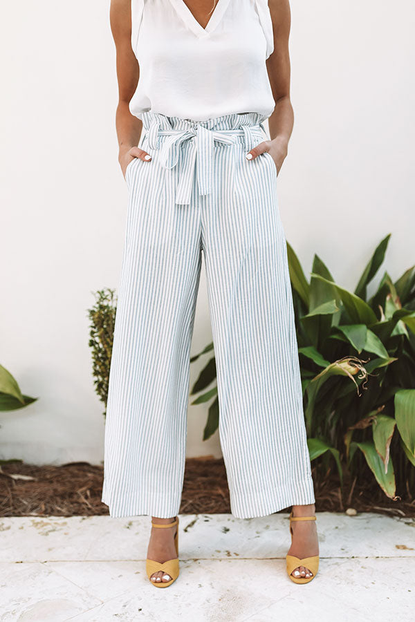 Yacht Club High Waist Stripe Pants In Sky Blue Image - 1
