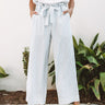 Yacht Club High Waist Stripe Pants In Sky Blue Image - 1