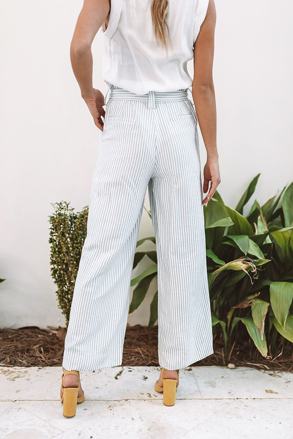 Yacht Club High Waist Stripe Pants In Sky Blue Image - 4