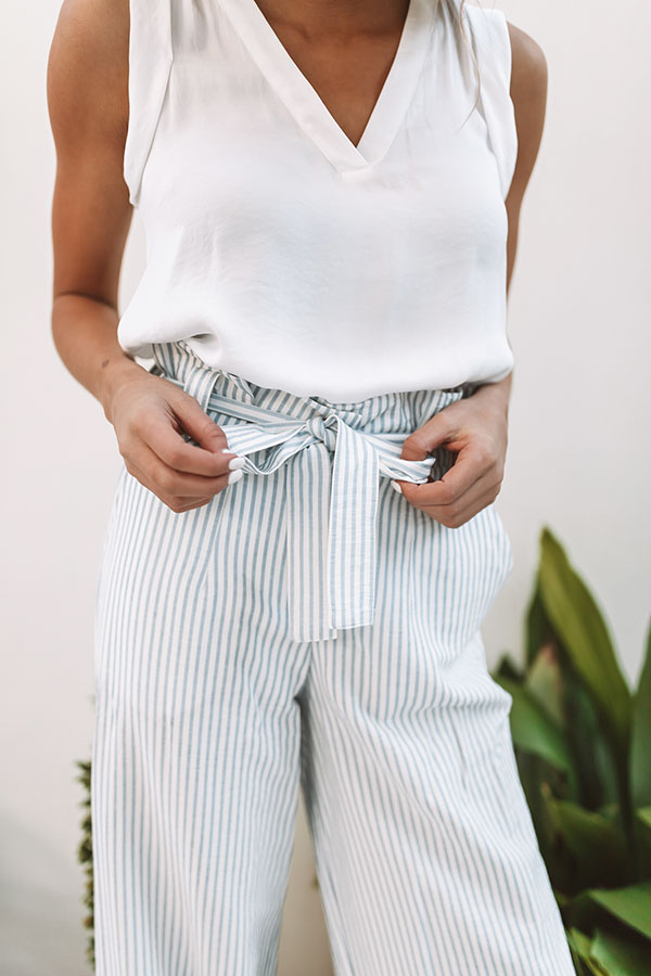 Yacht Club High Waist Stripe Pants In Sky Blue Image - 2