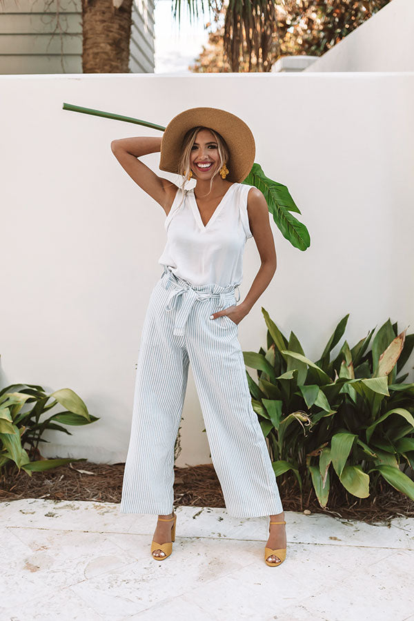 Yacht Club High Waist Stripe Pants In Sky Blue Image - 5