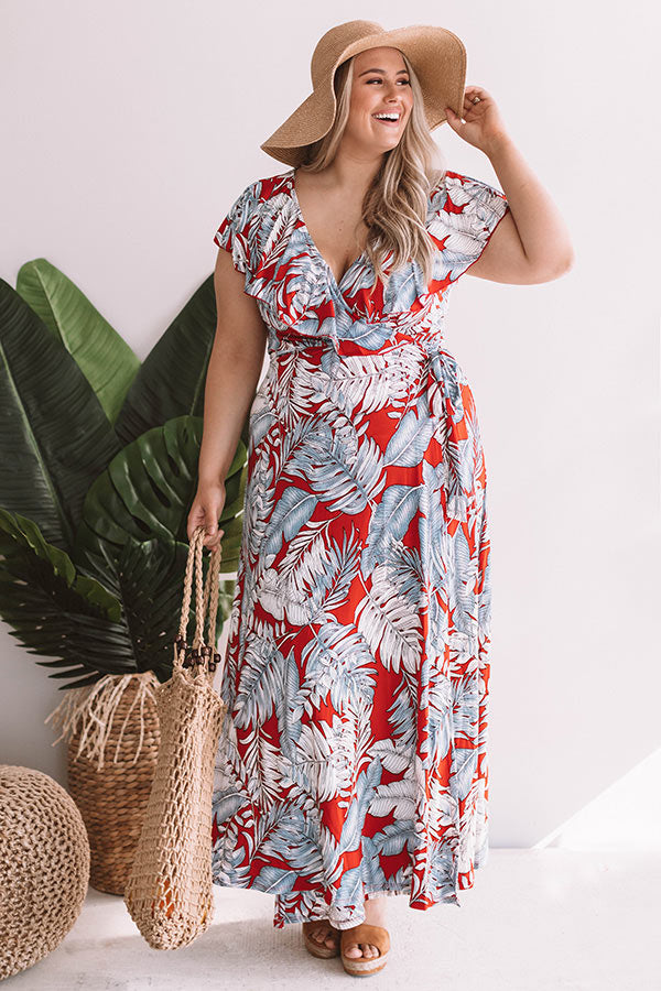 Paradise Is Calling Ruffle Maxi In Red Curves • Impressions Online Boutique