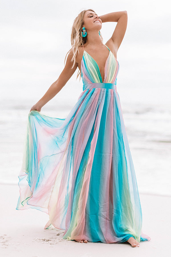 Seaside Serenity Rainbow Maxi Dress • Impressions Online Boutique