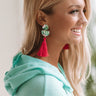 Talk Tropical To Me Tassel Earrings In Hot Pink Image - 1