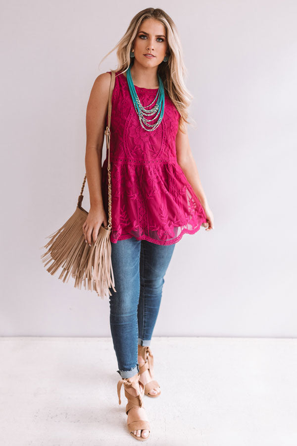 Forever Fancy Lace Babydoll Top in Fuchsia • Impressions Online Boutique