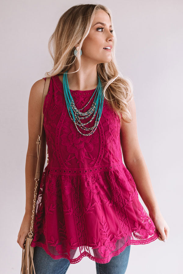 Forever Fancy Lace Babydoll Top in Fuchsia • Impressions Online Boutique