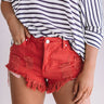 Brunching Babe Midrise Cut Off Shorts in Scarlet Image - 1