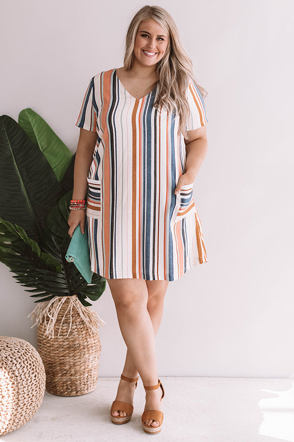 Pier Party Stripe Shift Dress in Stone Curves Image - 1